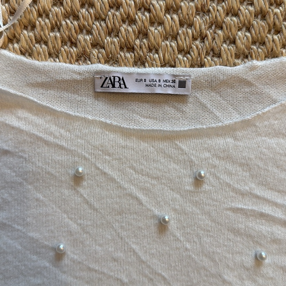 Zara Soft Touch Sweater With Faux Pearls - Picture 6 of 8